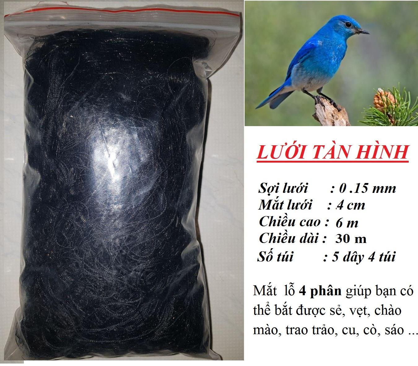 Lưới bẫy chim 30m Lưới 4 bat sẻ, ri, chào mào, cu tiểu, trao trảo