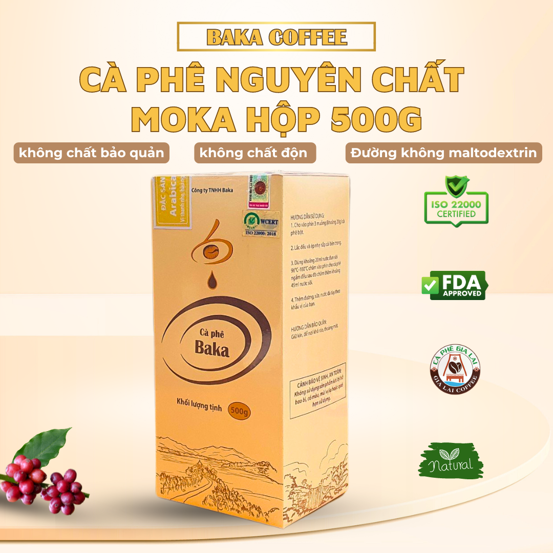 Cà Phê Nguyên Chất Baka - Moka (Hộp 500g)