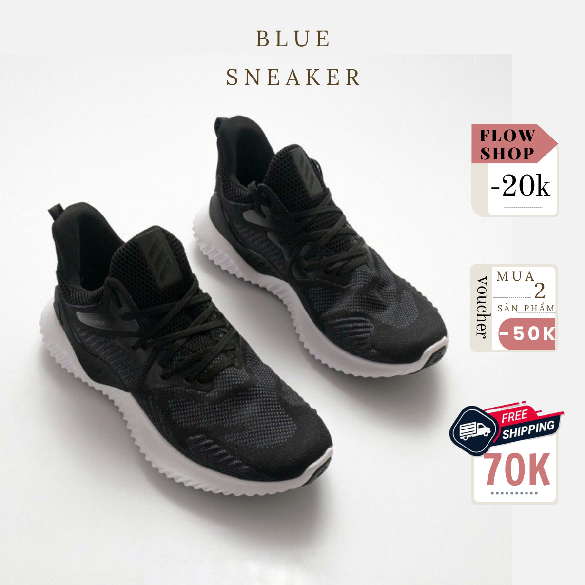 [Siêu Sale] Giày Sneaker Nam Nữ Alphabounce Beyond Đen Đế Trắng (Fullbox+ Tặng hộp bảo vệ box)