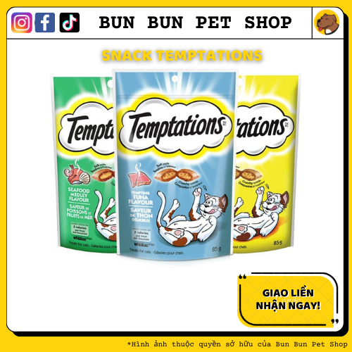 85gr Snack bánh thưởng Temptations thơm ngon đủ vị dành cho mèo