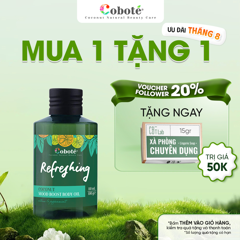 Dầu dưỡng thể tinh dầu dừa Cobote thấm nhanh tức thì, không nhờn rít 60ml/110ml