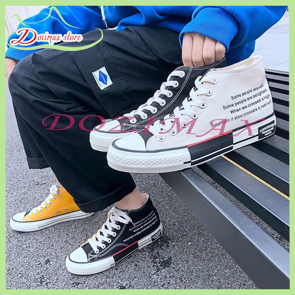 Giày nam nữ sneaker cao cổ - 2VAT01, chất liệu vải siều bền, mềm mại thoáng khí, đế cao su cao 2,5 cm chống trơn trượt, size từ 35 - 43 - Dozimax store