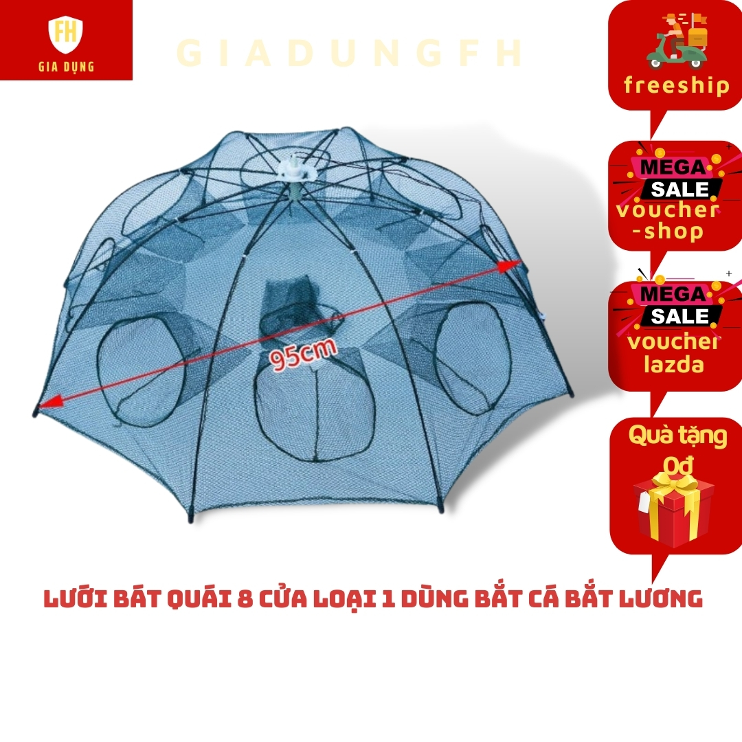 Lưới bát quái bắt cá tôm cua lươn trạch lồng bát quái lưới đánh cá 8 cửa giadungfh