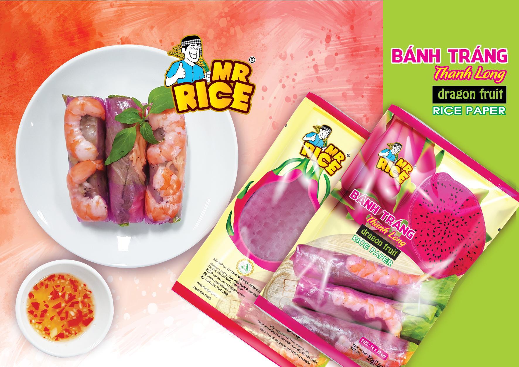 Bánh tráng nhúng nước từ 100% thanh long - Bánh tráng gỏi cuốn ăn liền - Bánh tráng thanh long Duy Anh