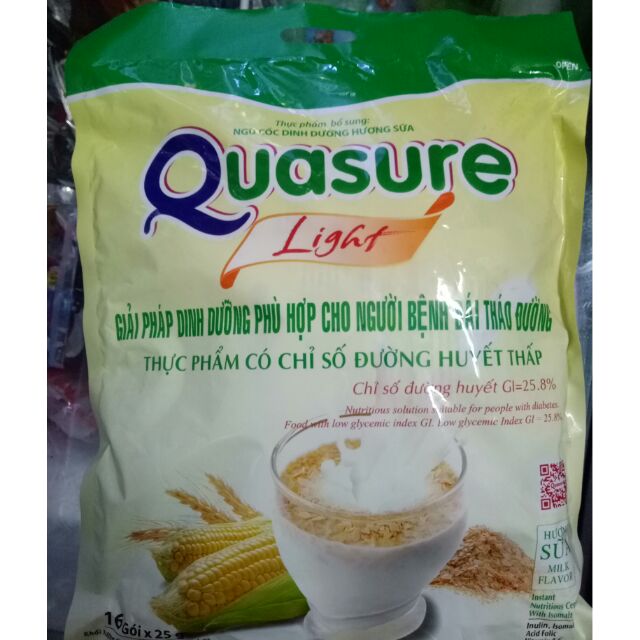 [HCM]COMBO 3 TÚI Bột ngũ cốc Quasure Light Sữa túi 400g -  ăn kiêng cho người tiểu đường