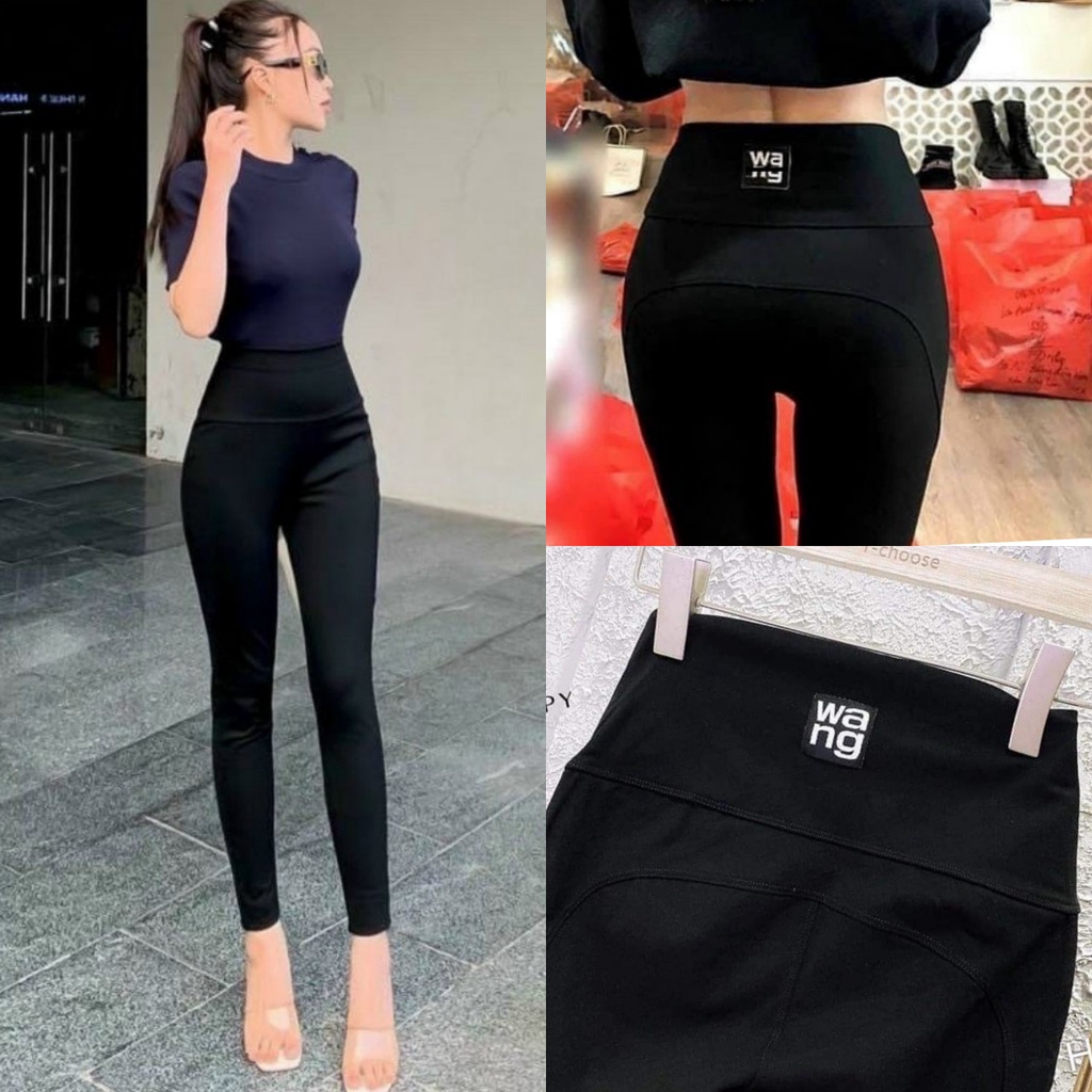 Quần legging nữ cạp cao bản to gen bụng chất vải Umi dày dặn mềm co giãn nâng mông - Quần Legging dài Wang 