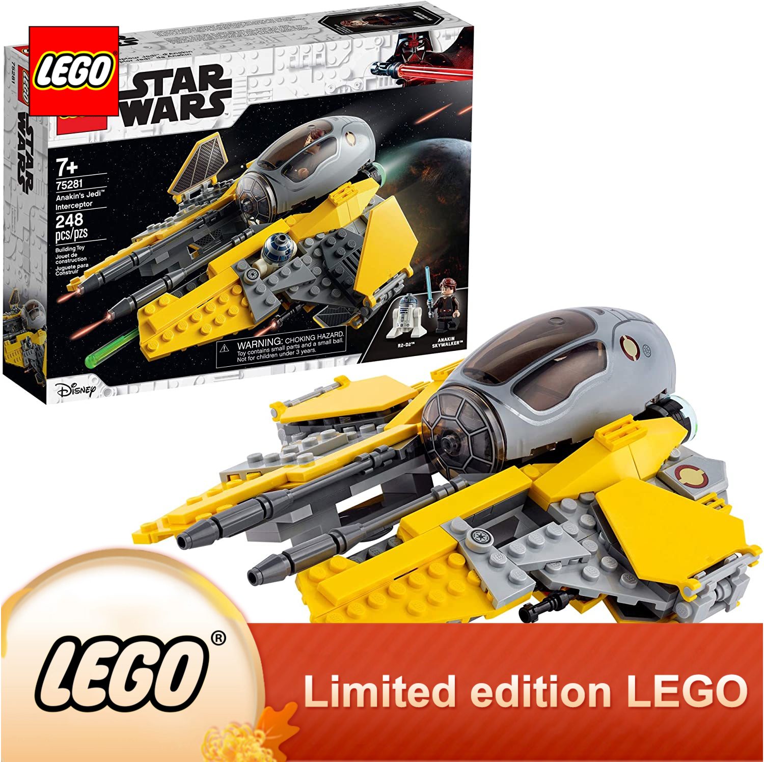 Phiên bản giới hạn Lego Star Wars Đồ chơi xây dựng cho trẻ em Jedi Interceptor 75281 của Anakin, Anakin Skywalker nhập vai Star Wars: Revenge of the Sith và Star Wars: Operation Clone Wars