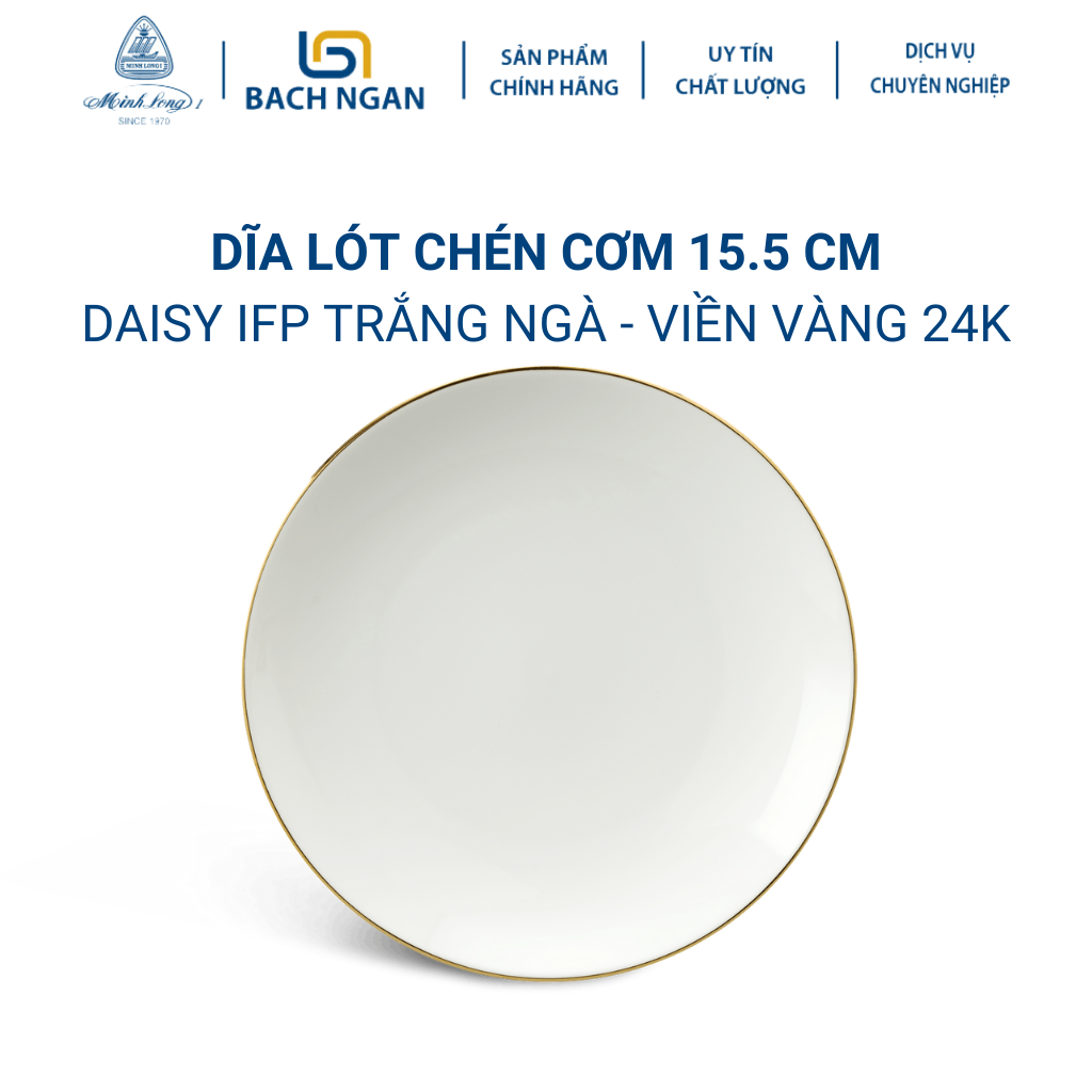 Dĩa lót chén minh long 15.5 cm daisy ifp chỉ vàng