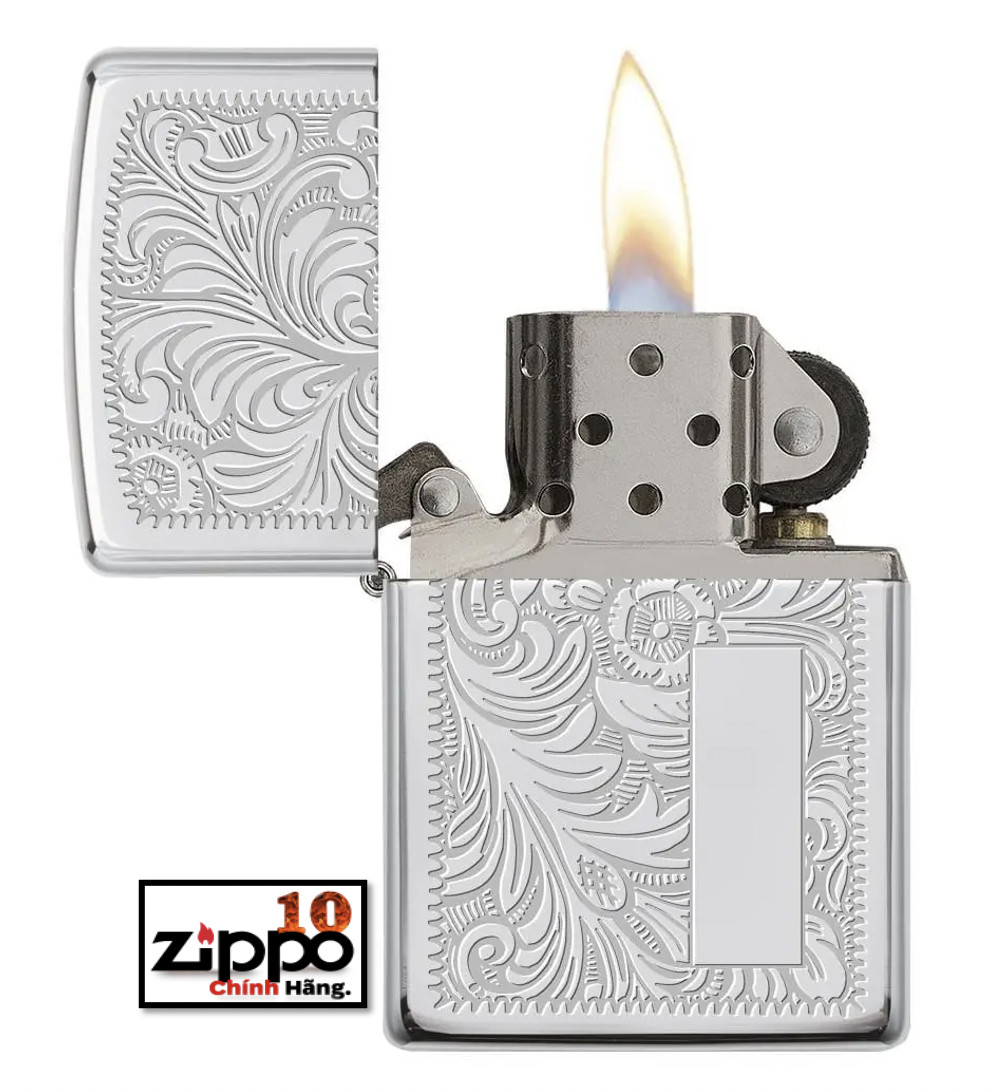 Bật lửa zippo 352 hoa văn trắng - chính hãng 100%
