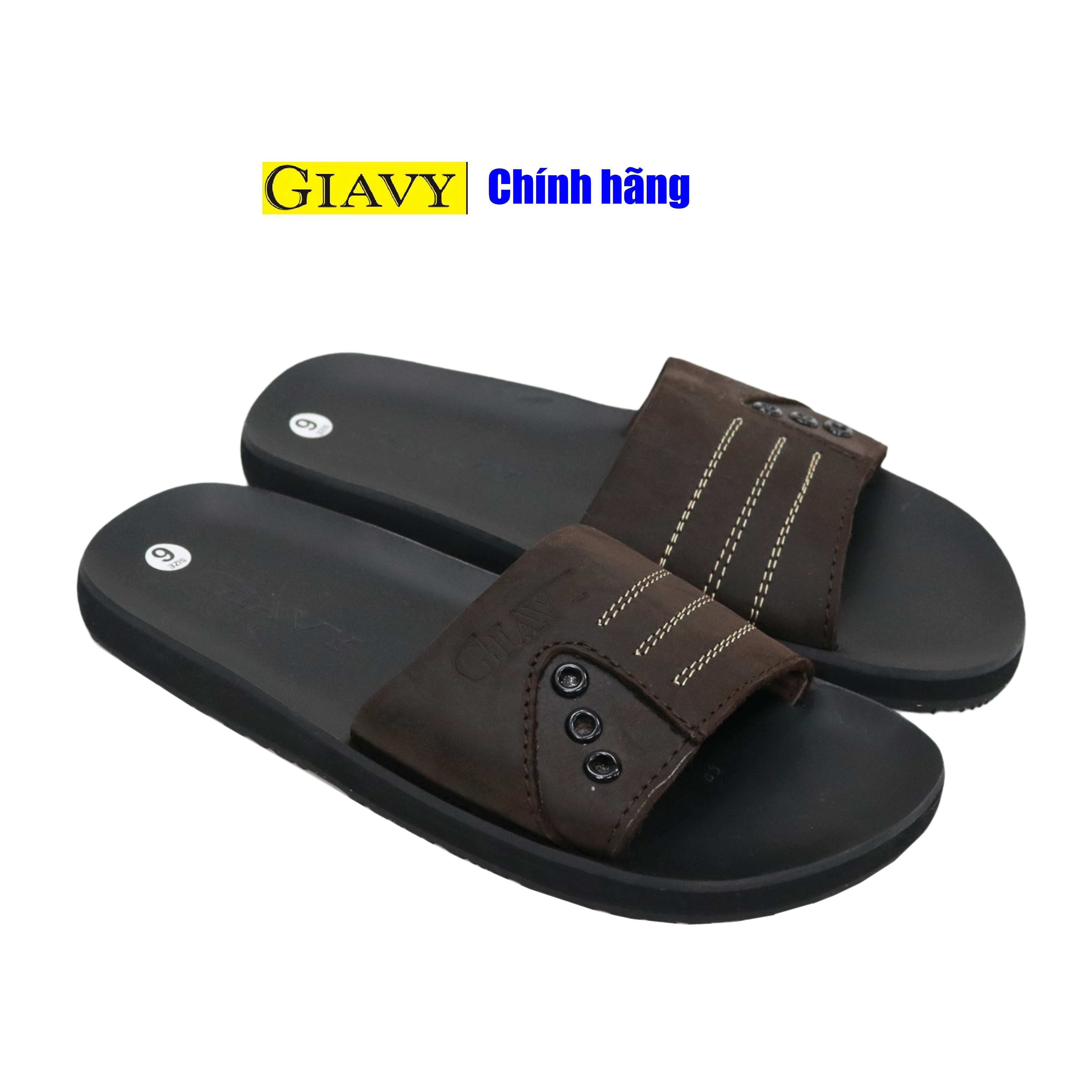 Dép giavy quai ngang nữ- k450 nâu