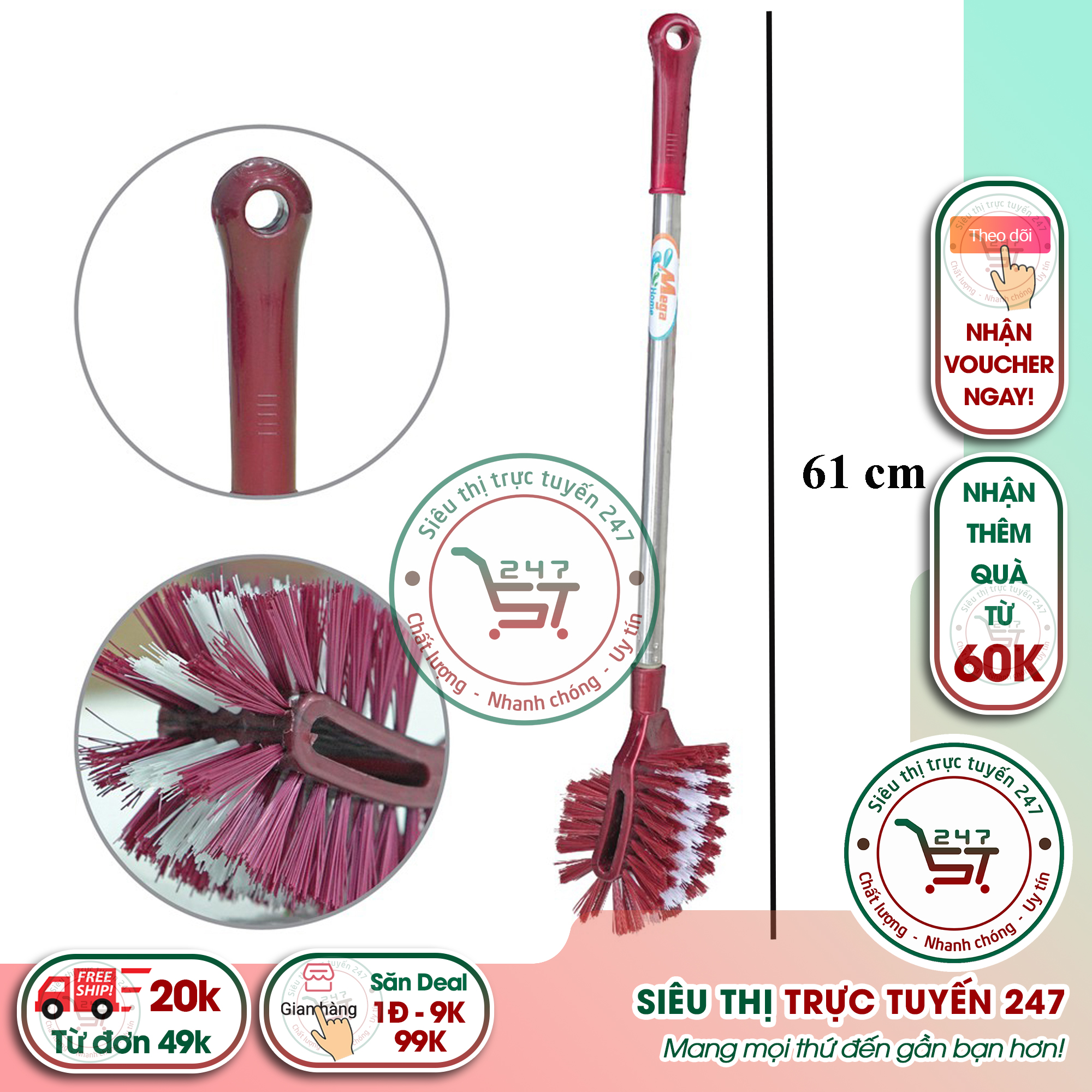 Cọ chà toilet cán inox dài|Siêu thị trực tuyến 247
