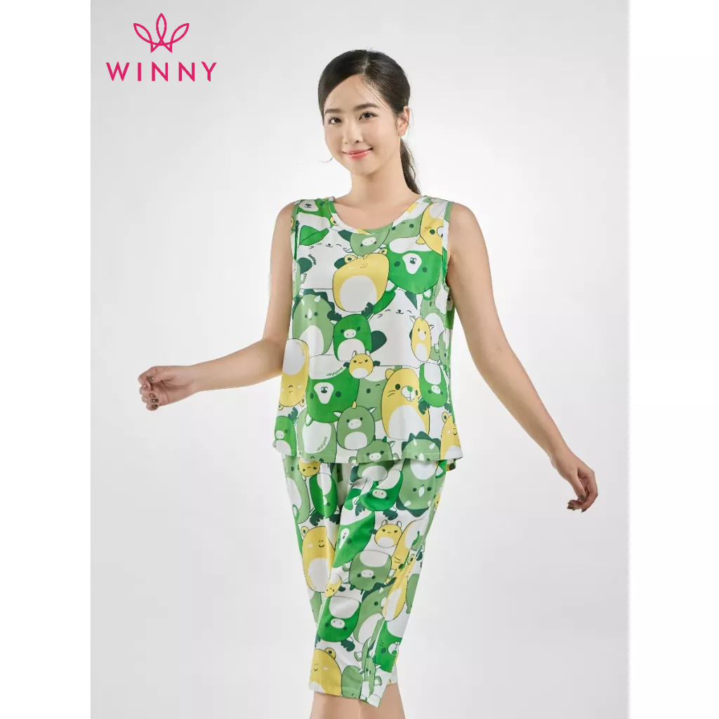 Winny - bộ đồ lanh sát nách quần ngố mặc nhà 2mnla23049s