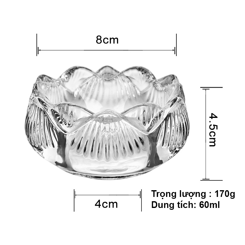 Đế nến Hoa Sen, chum sen thấp thuỷ tinh trong suốt cao cấp - Uudam Handmade