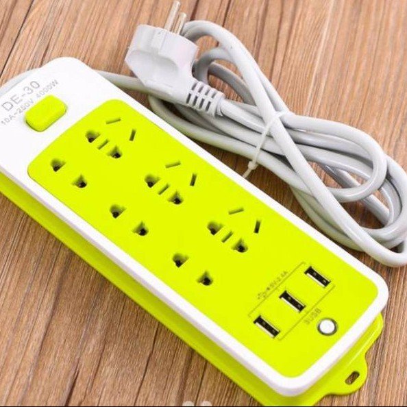 Ổ điện đa năng 6 ổ cắm và 3 cổng sạc usb tiện lợi
