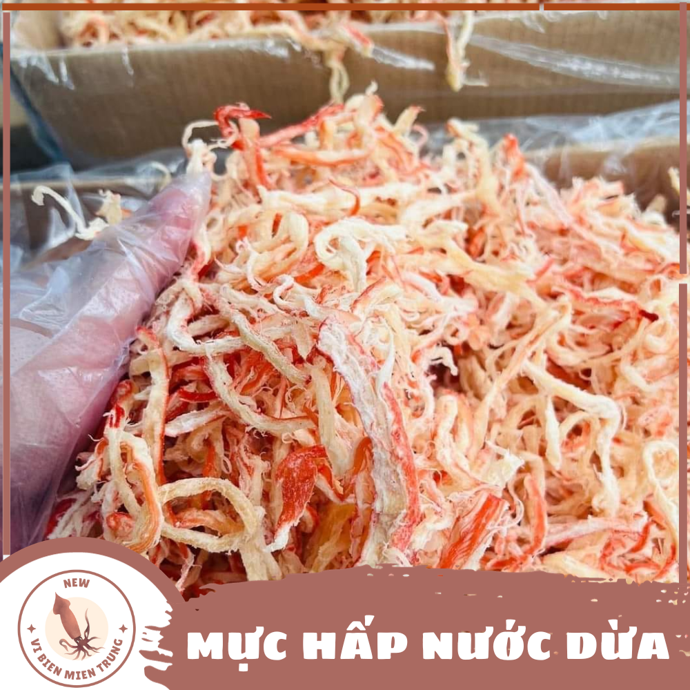Mực hấp nước dừa xé sợi vị biển 200gr, khô mực hấp nước dừa hủ pet dai ngon chuẩn vị