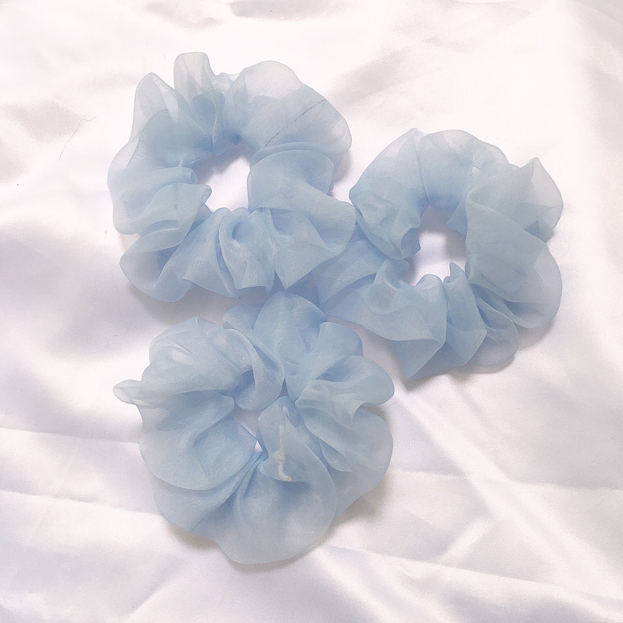 Cột tóc scrunchies voan xanh min size nhỏ siêu đẹp - cột tóc hottrend