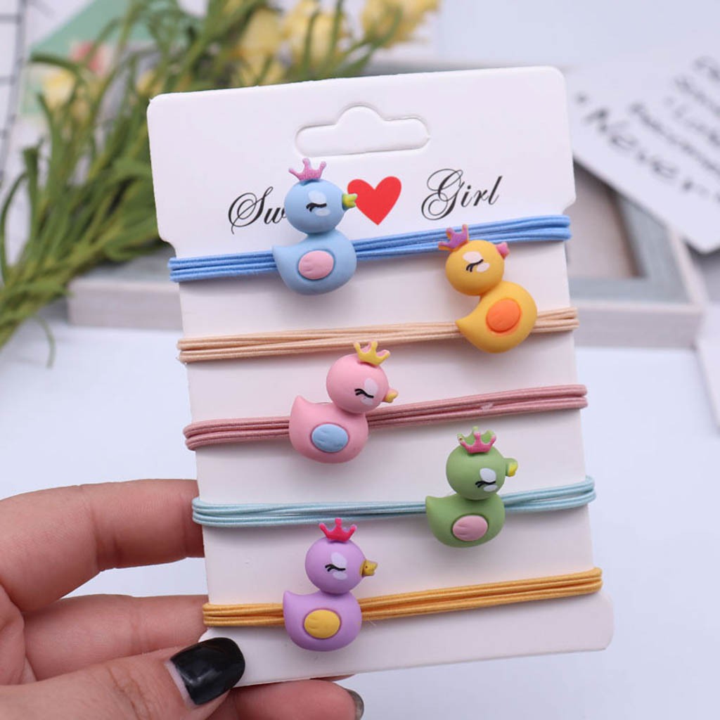Dây buộc tóc hình vịt đội vương miện buta ct19