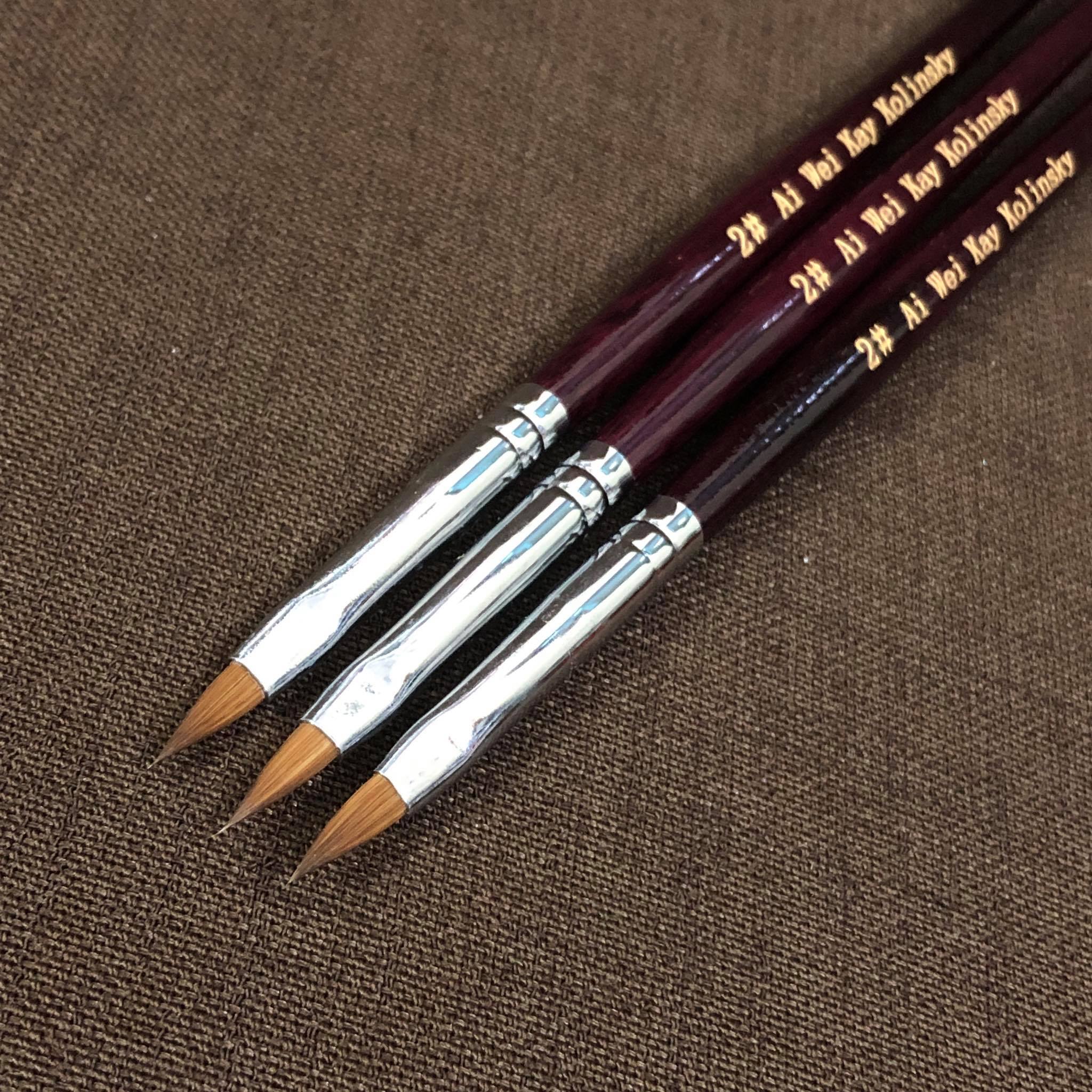 Cọ đắp bột, cọ đắp hoa fantasy cán gỗ #2 Ai Wei Kay Kolinsky