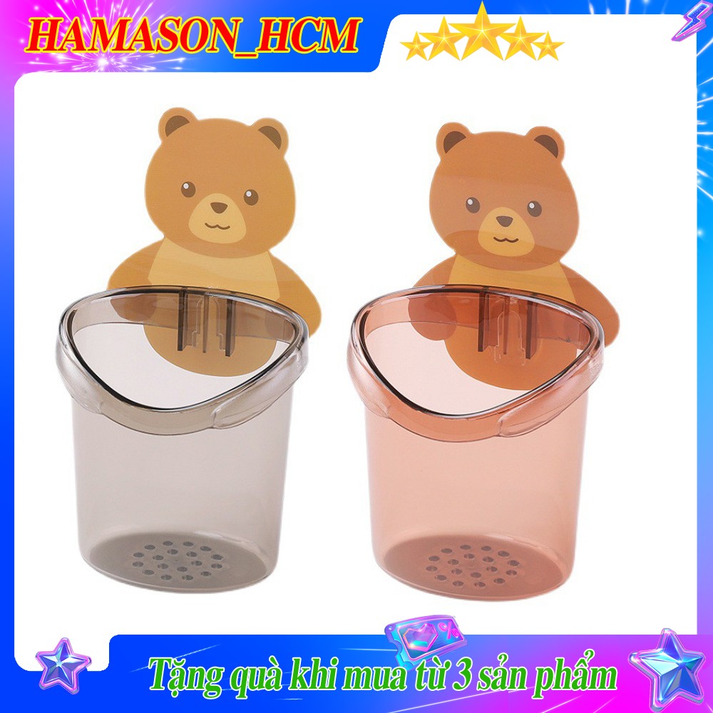 Cốc Gấu Đựng Bàn Chải, Kem Đánh Răng - Cốc dán tường hình gấu đựng bàn trải, kem đánh răng - Cốc đựng đồ thông minh gắn tường - Cốc dán tường đựng bàn chải đánh răng tiện dụng đáng yêu - Cốc hộp dán tường siêu chắc