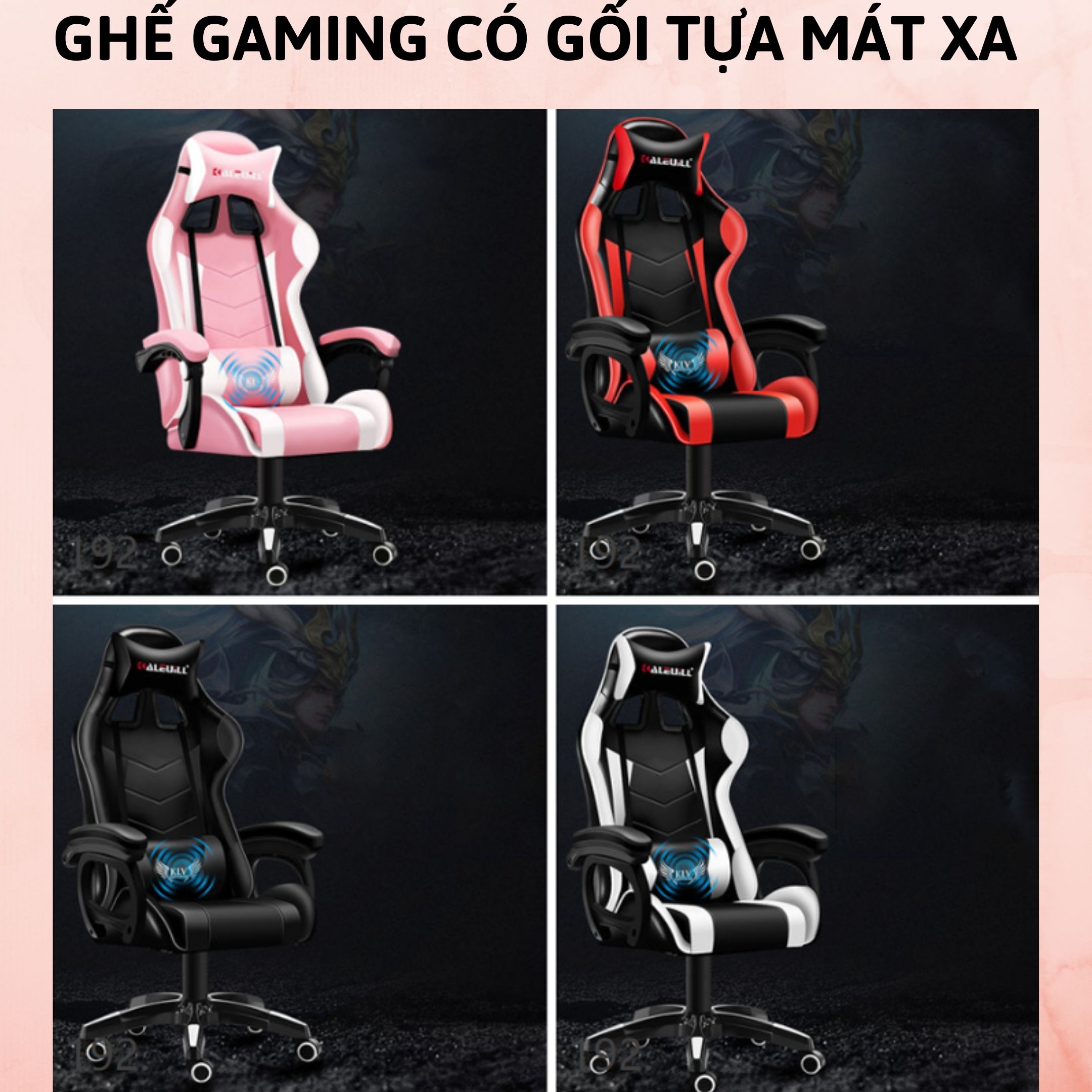 Ghế Chơi Game Kèm Massage Lưng Cao Cấp, Ghế gaming cao cấp, Ghế gaming giá rẻ, ghế gaming, ghế chơi game