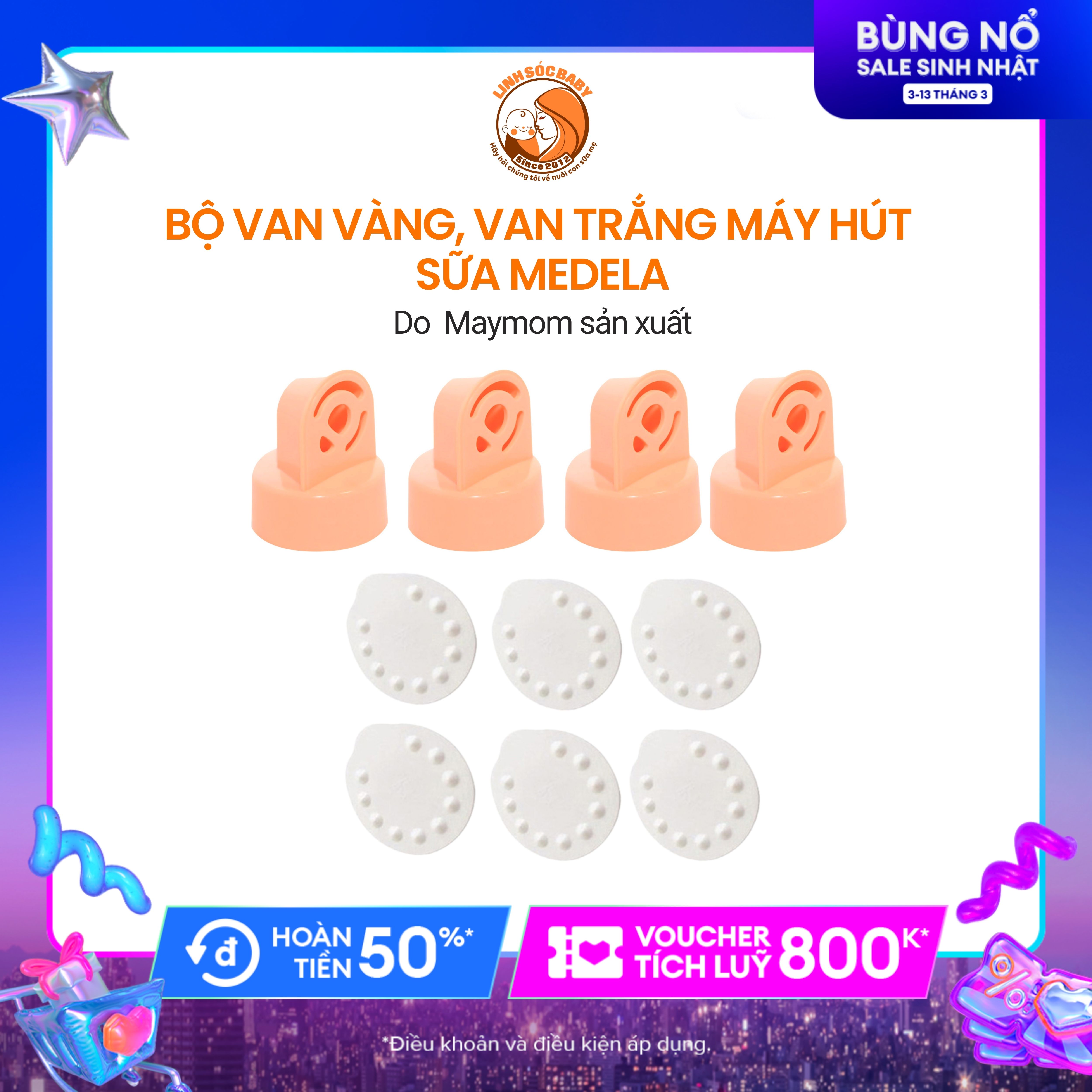 Van Máy hút sữa Maymom 4 van vàng 6 van trắng