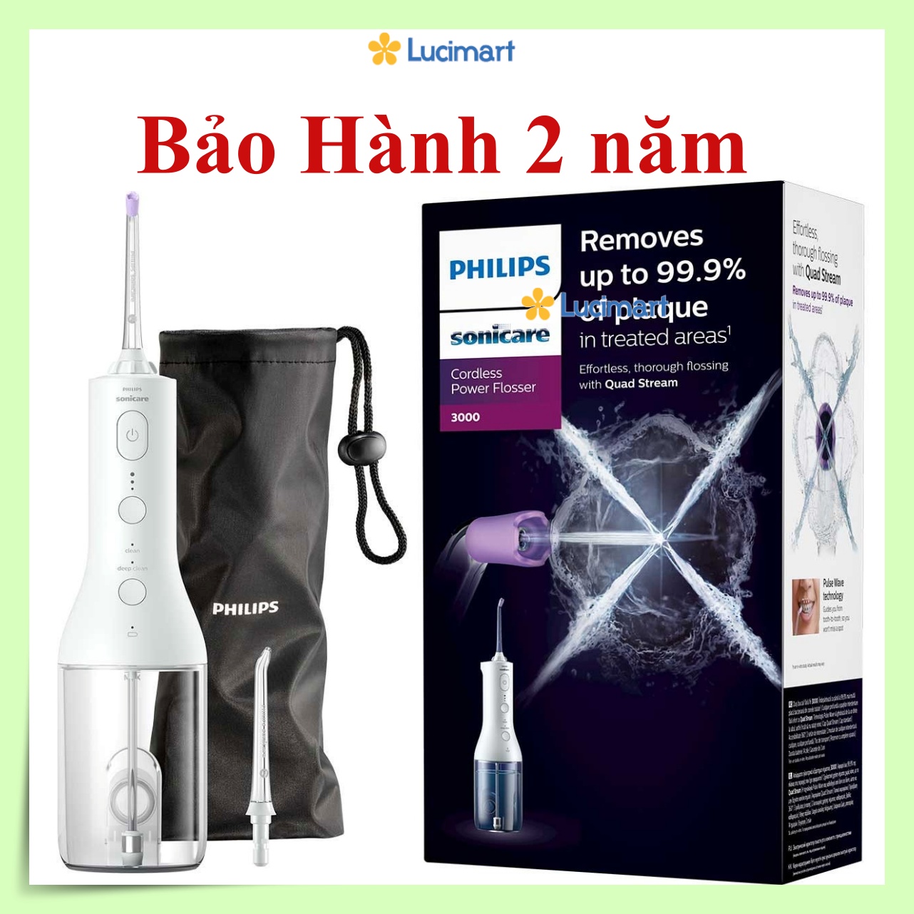 Máy tăm nước không dây Philips Sonicare Cordless Power Flosser 3000 Bảo Hành Chính Hãng 24 Tháng