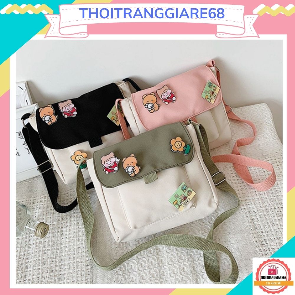 Túi vải nữ, túi đeo chéo nhiều phụ kiện đáng yêu XTHT 461