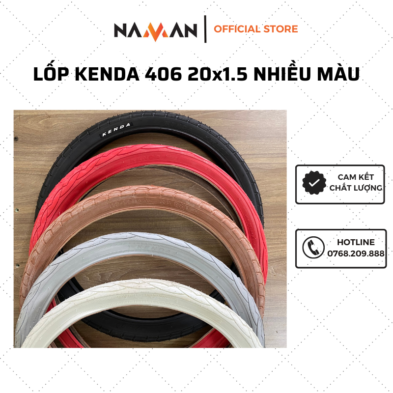 Lốp xe đạp 20inch kenda 406 20x1.5, 20x1.75 nhiều màu