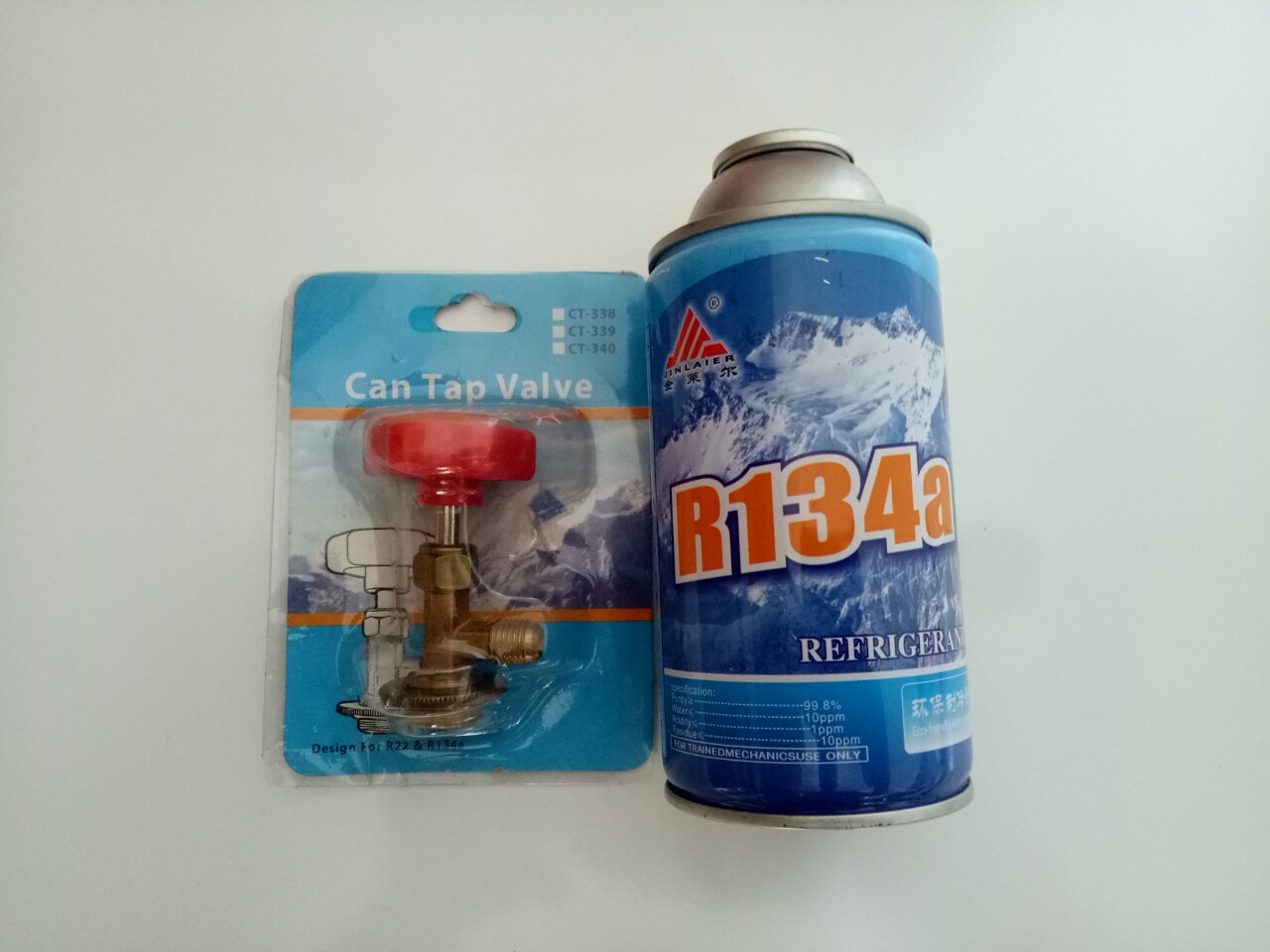 Bình gas mini R134a + Van gas