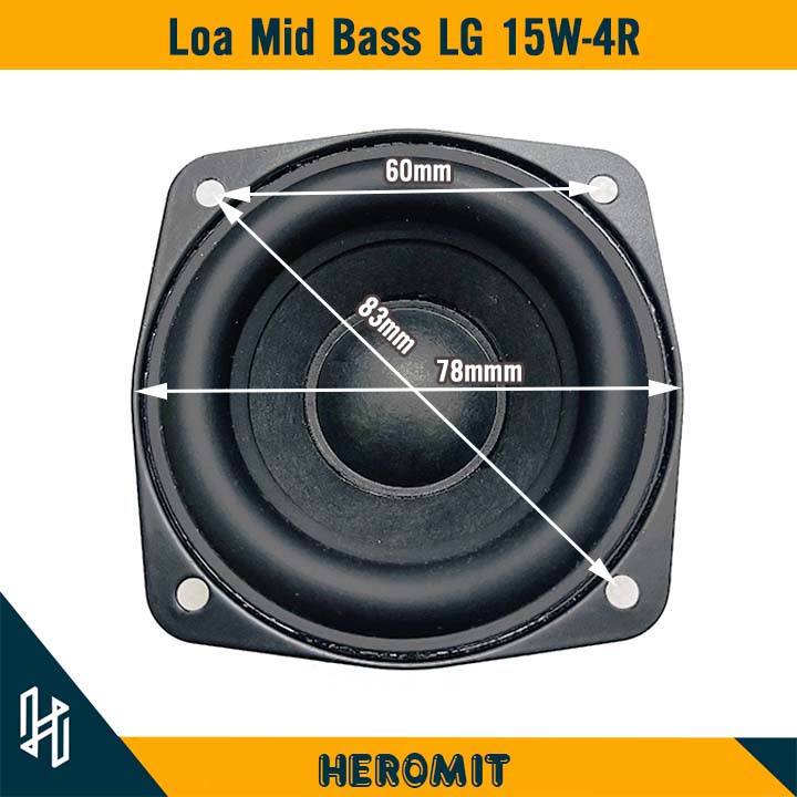 Loa mid bass 3inch 15w 4r chất lượng