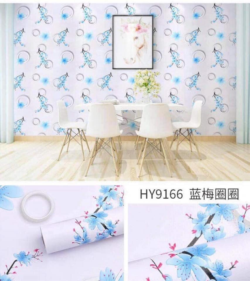 Giấy dán tường NỀN ĐÀO XANH khổ 45cm có keo sẵn
