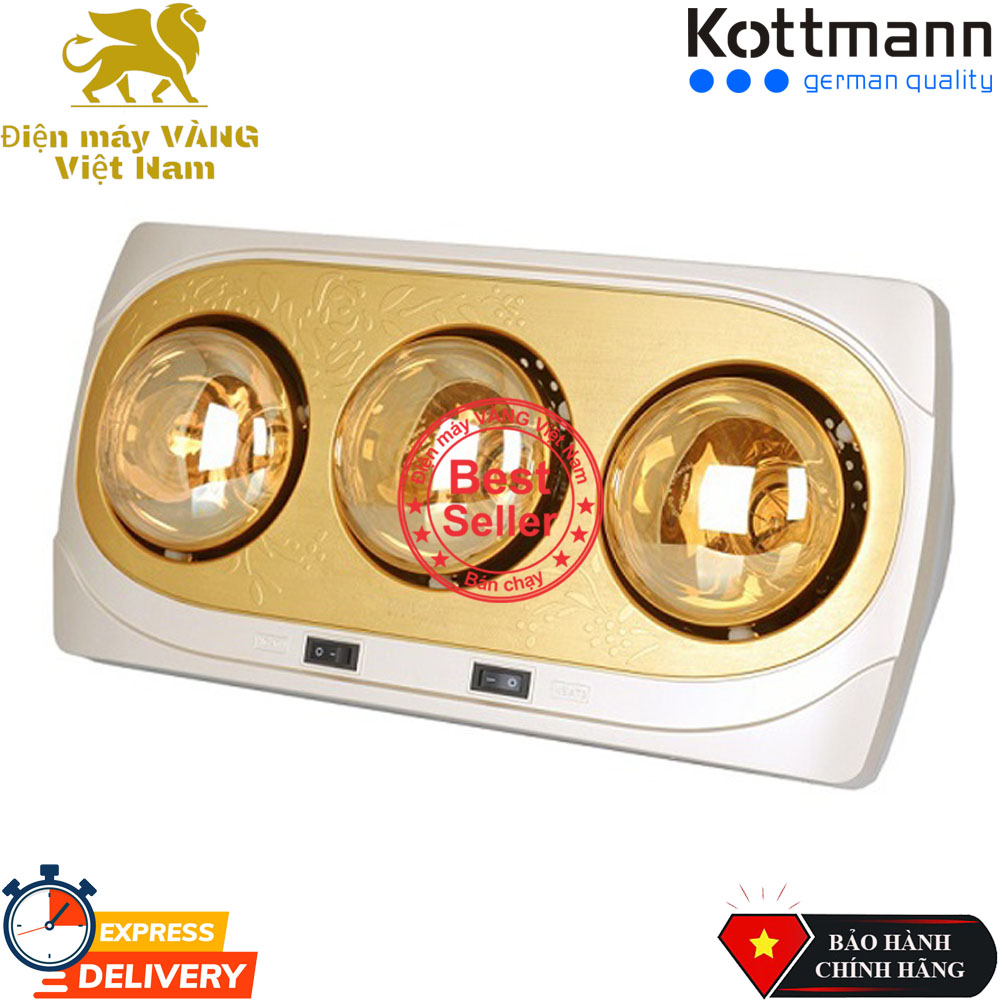 Đèn sưởi nhà tắm 3 bóng treo tường Kottmann K3B-H