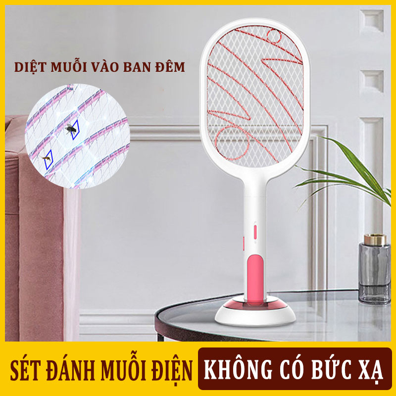 [HCM]【Like】Máy đập muỗi điện，Đập Muỗi Bằng Điện 2 Chế Độ 1200 MAh Có Thể Sạc Qua USB Fly Vợt Muỗi Điện Vợt