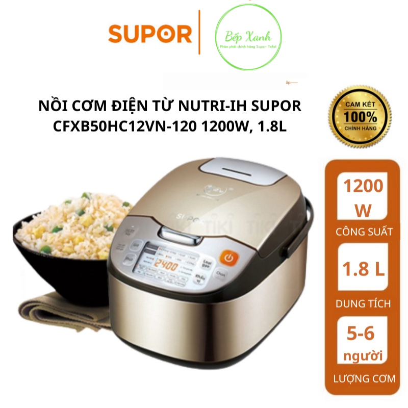 Nồi cơm điện tử cao tần supor cfxb50hc12vn-120,1.8l, 1200w lòng niêu - hàng chính hãng bảo hành 1 năm