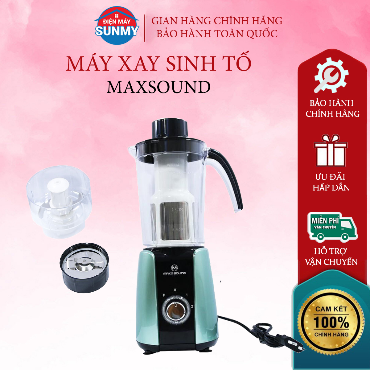 Máy xay sinh tố đa năng MAXX SOUND TC-BL668 , máy xay thịt xay tôm cua , máy ép hoa quả 3 cối đa năng - Hàng mới chính hãng bảo hành 12 tháng