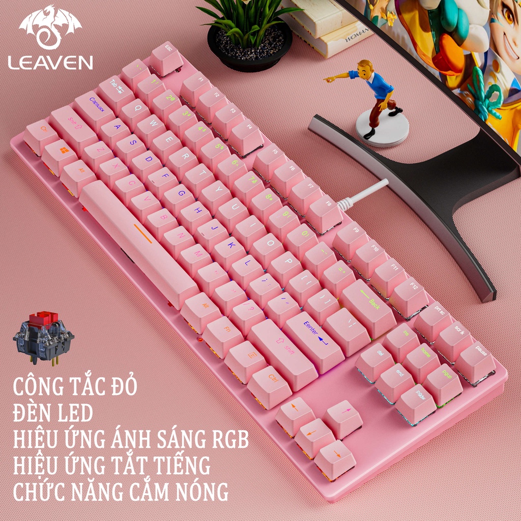 Bàn phím cơ LEAVEN K550 PRO LED RGB Gaming Giao hàng trong vòng 24 giờ bàn phím