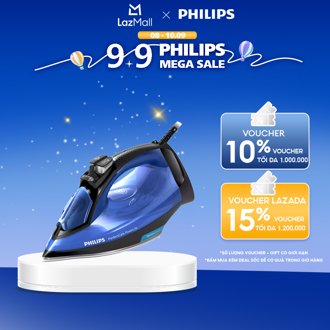 Bàn Ủi Hơi Nước Nằm Philips GC3920/20 2200- 2500W-Công Nghệ Optimaltemp, Không Cần Điều Chỉnh Nhiệt Độ - Hàng Phân Phối Chính Hãng - Bảo Hành 24 Tháng