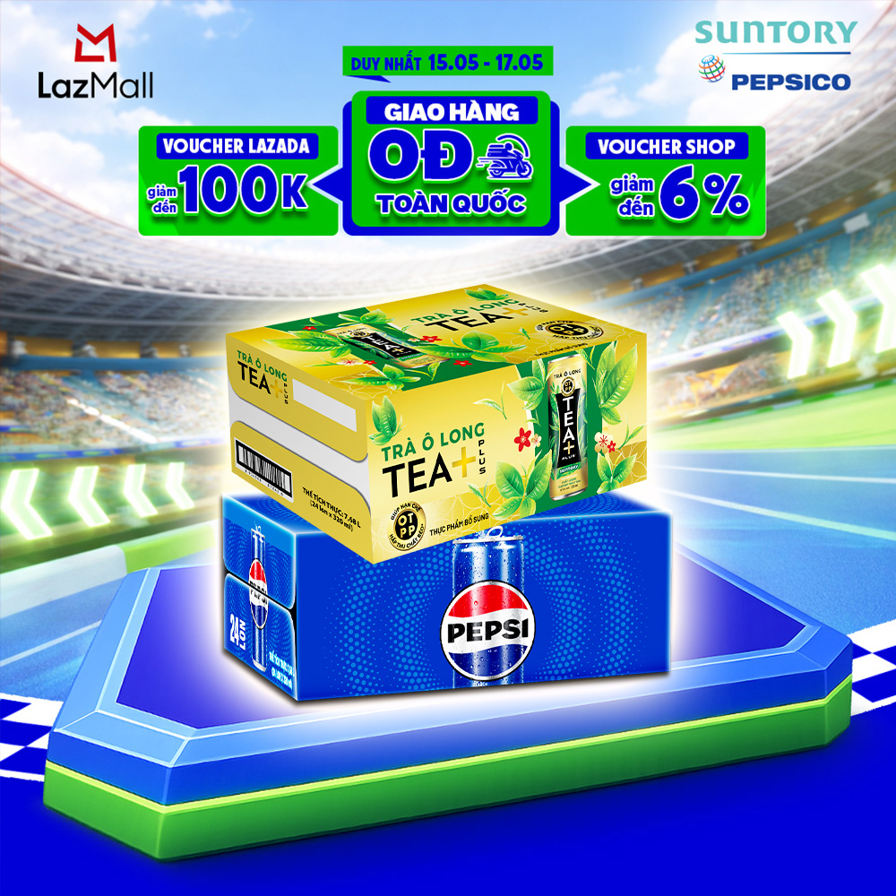 Combo 1 Thùng Pepsi và 1 Thùng Trà Ô Long Tea+ (320ml hoặc 350ml/lon)