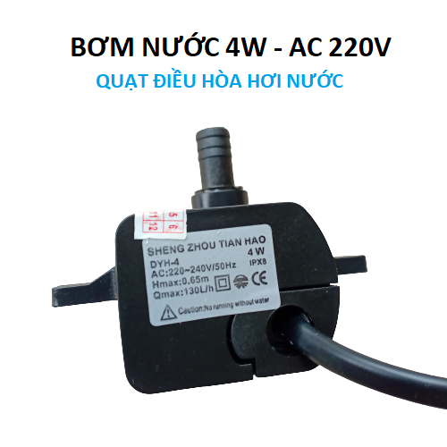 Bơm nước quạt điều hòa 4w 220v hmax 0.65m 130l/h