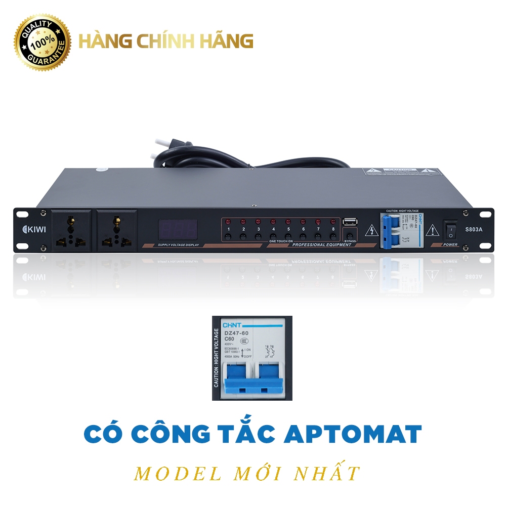 Quản lý nguồn Kiwi S803A CHÍNH HÃNG có công tắc Aptomat, cổng USB, model 2021