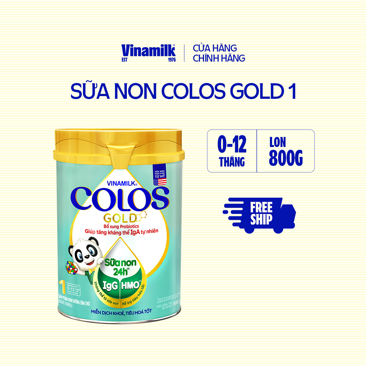 Sữa Non Vinamilk Colos Gold 1 800g (sữa bột cho trẻ từ 0 - 1 tuổi) - Sữa cho trẻ sơ sinh, Miễn dịch 