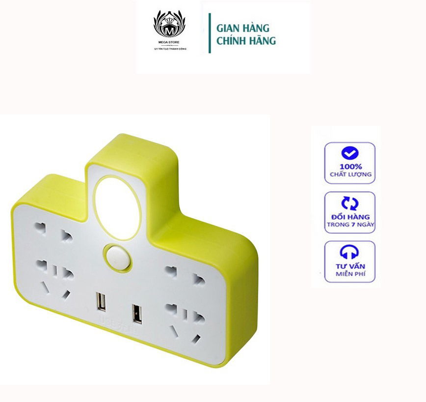 Ổ Cắm Điện - Ổ Điện Đa Năng Loại Xịn Có Cổng Gắn USB Sạc Điện Thoại Kiêm Đèn Ngủ Cực Đẹp - Ổ điện chia 2 cổng USB kiêm đèn ngủ, Ổ CẮM ĐIỆN THÔNG MINH KIÊM ĐÈN NGỦ LED & 2 CỔNG USB CÓ CÔNG TẮC