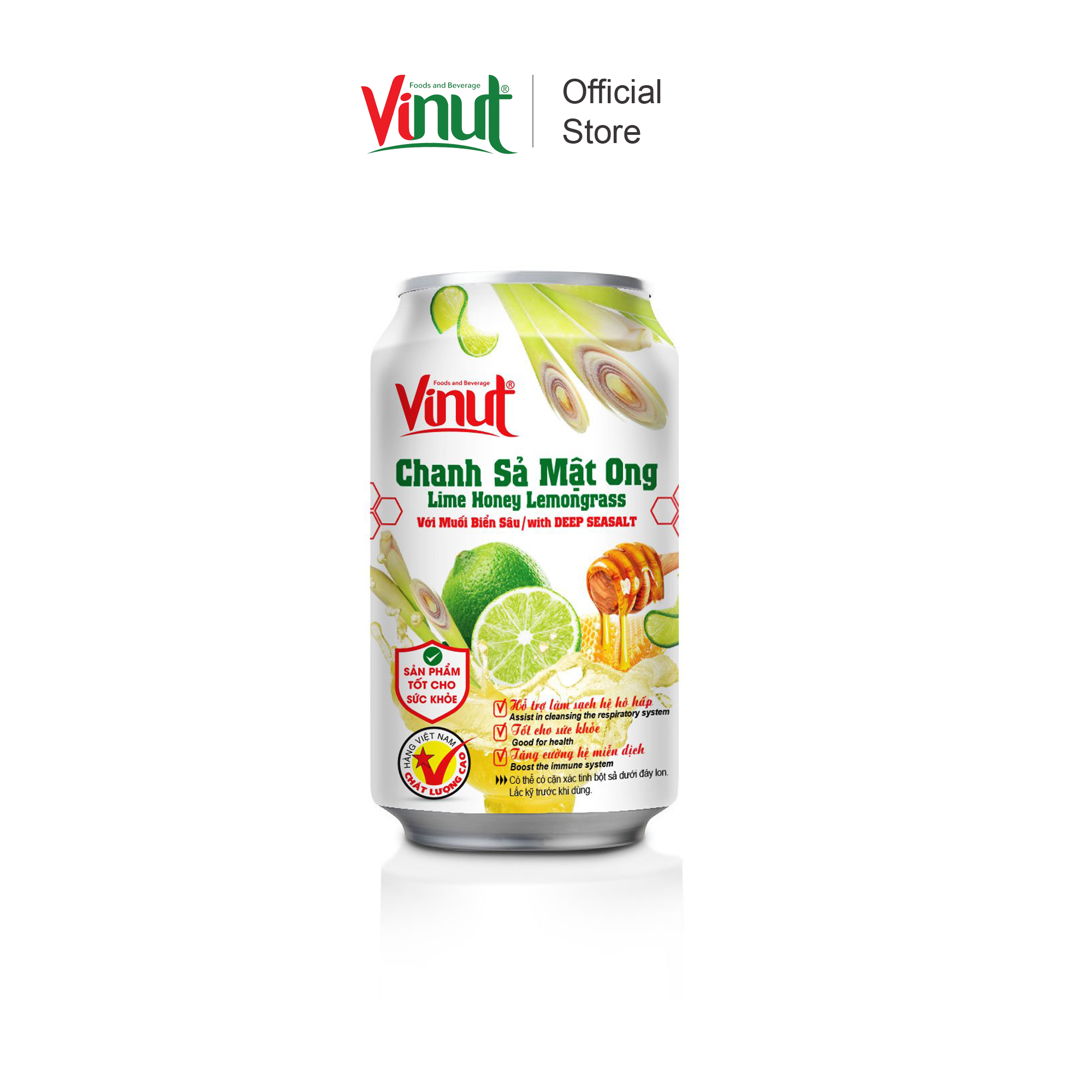 [LỐC 6 LON] Chanh Sả Mật Ong Với Muối Biển Sâu Vinut 330ml