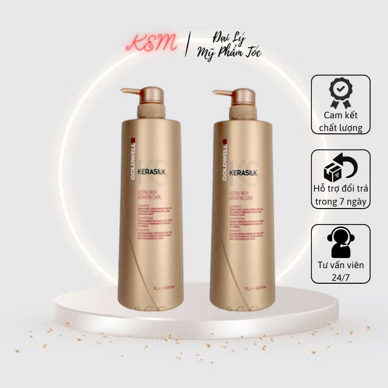 Cặp dầu gội xả siêu mượt goldwell keratin kerasilk 1000ml x 2 chính hãng