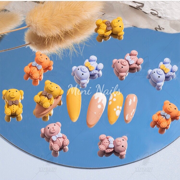 Charm gấu mix màu ,charm đính móng - mini nails