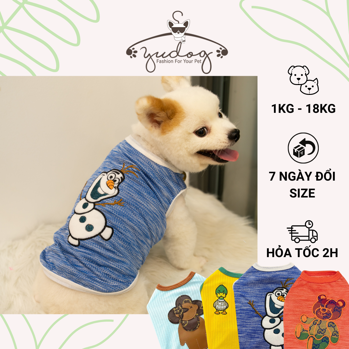Áo thun sát nách - đồ cho chó mèo - áo chó mèo yudog