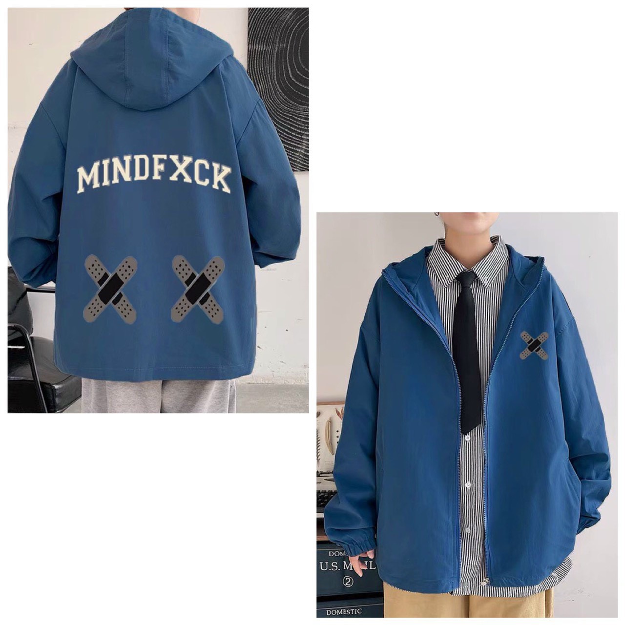 Áo khoác dù Unisex hai lớp in chữ MIND mẫu siêu hot