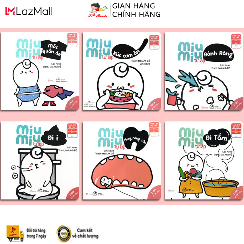 Combo trọn bộ 6 cuốn sách ehon miu miu tự lập cho trẻ em từ 1-6 tuổi - bộ sách ehon nhật bản phát triển trí thông minh cho bé