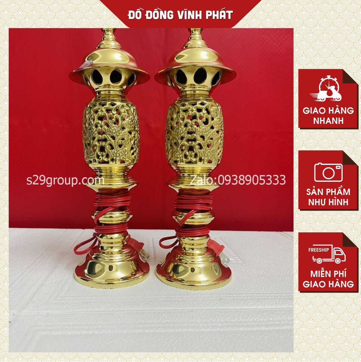 Đèn thờ cúng bằng đồng cao 28cm,hình quả dứa,hàng loại 1