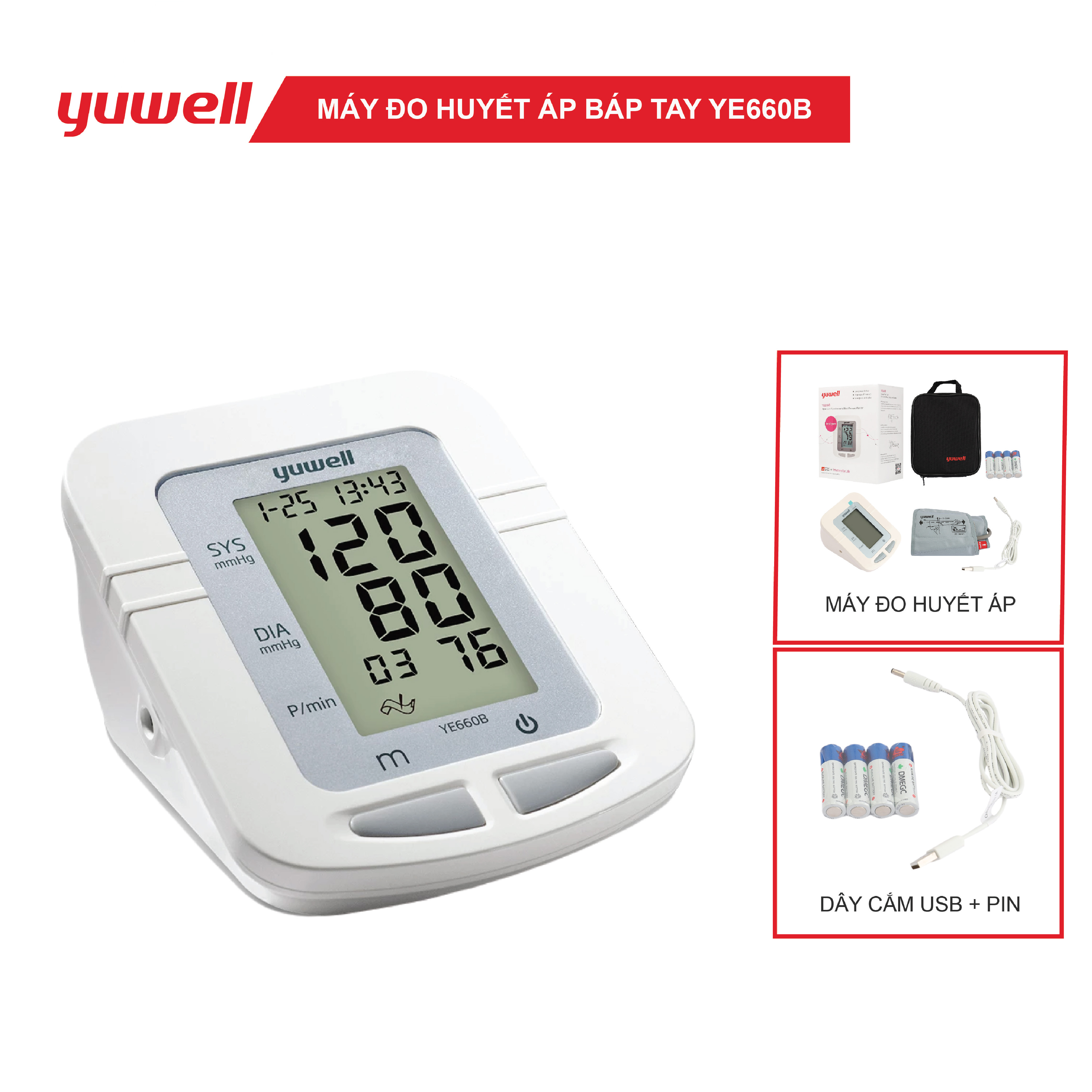 Máy đo huyết áp bắp tay Yuwell YE660B